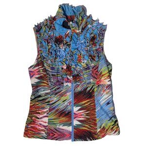 Debbie Shuchat Women's Sleeveless Zipper Front Top / Blouse w/ Ruffles Size 4